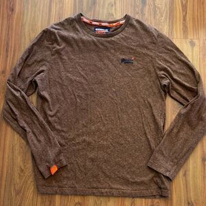 Superdry heather brown long sleeve men's T-shirt￼ S